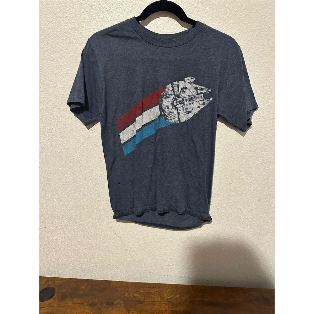 Disney Star Wars Millennium Falcon Graphic T-Shirt Blue Unisex Size S